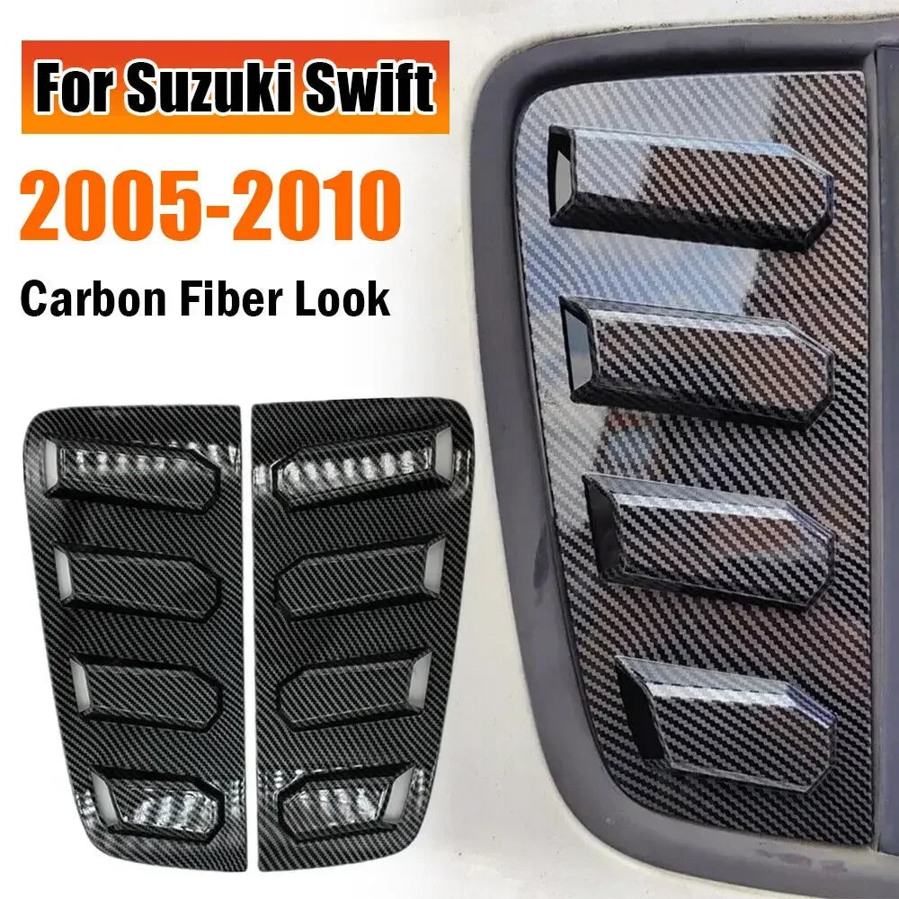 For Suzuki Swift 2005-2010 4 Doors Car Rear Louver Window Side Shutter Cover Trim Sticker Vent Scoop ABS Carbon Fiber Auto Parts Quake Default Title