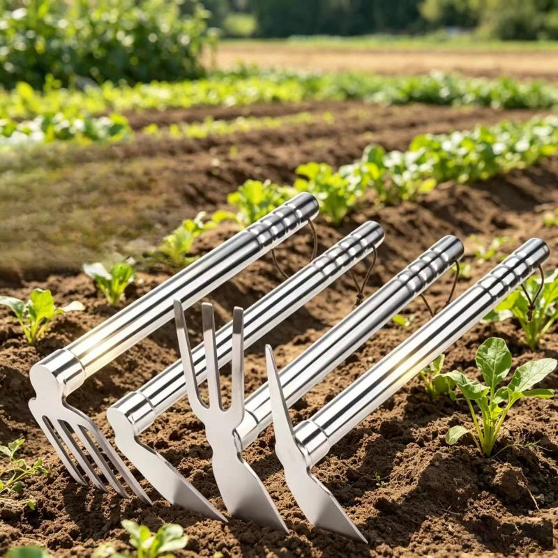 1PC Stainless Steel Two-in-one Garden Hoe Portable Hand Tool for Home Gardening Weeding Digging and Planting Work Quake