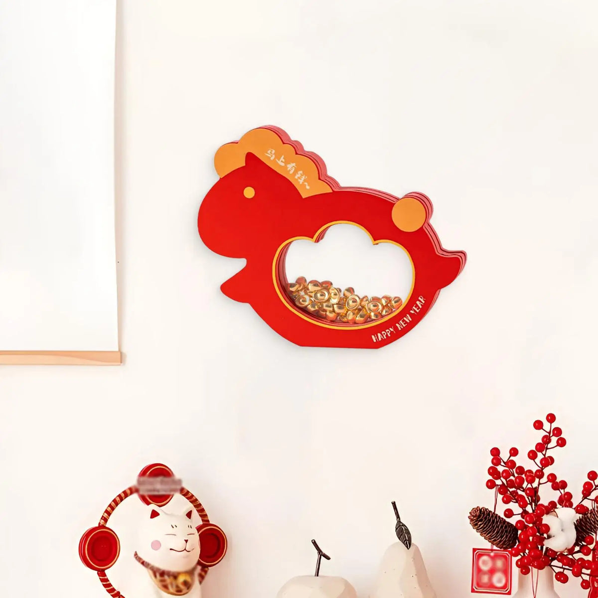 Lucky Horse Wall Sculpture Prosperity Decorative Wall Art for Interior House Decoration Spring Festival Quake
