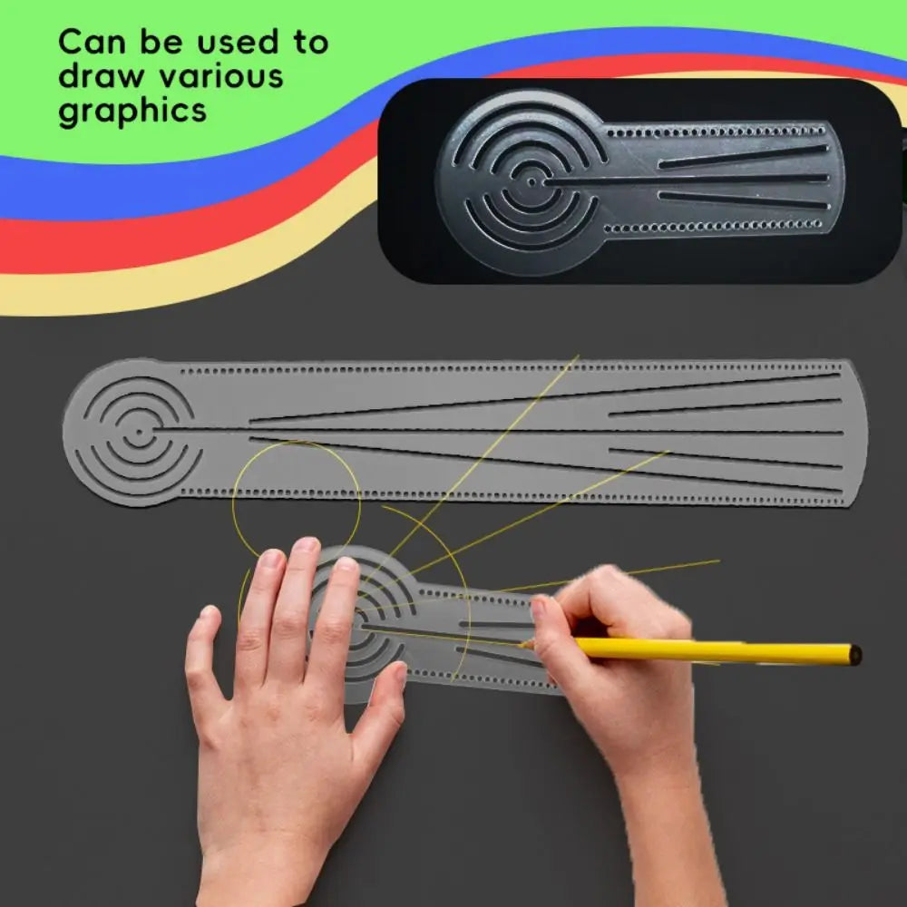 Multifunctional Mandala Drawing Template Acrylic Transparent Drawing Ruler Reusable Circular Arc Straight Line Drawing Tool Quake