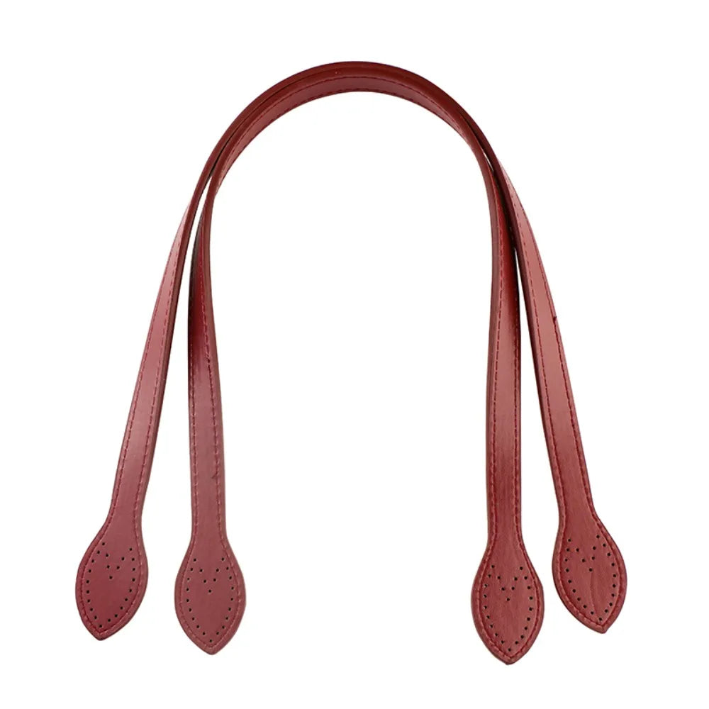 2Pcs Portable PU Leather Shoulder Bag Strap Replacement Core Stitching Bag Belt Detachable Handbag Band Handle Bag Accessories Quake Wine Red