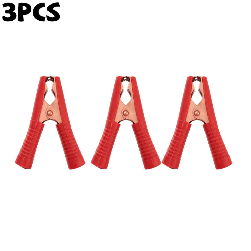 10/1PCS 100A Insulation Alligator Clips Black Red Set for Circuit Testing Multimeter Test Plug Adapter Cable Probes Connector Quake Red-3pcs