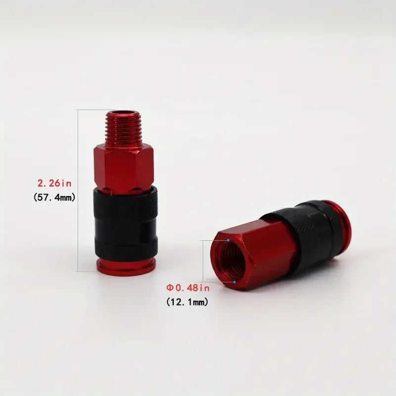 14pcs S-314/Steel MKIT Color Fit Coupler & Plug Kit - (M-Style, Red) - 1/4" NPT, (14pcs) Quake