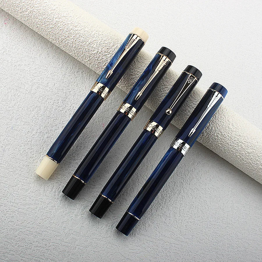 Jinhao 100 Centennial Resin Fountain Pen Starry Blue with Golden Clip EF/F/M/ Nib Ink Pen Business Office Writing Gift Pen Quake