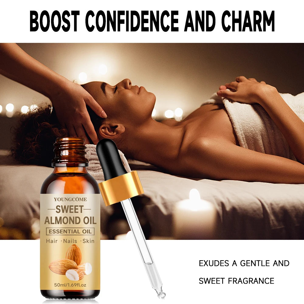 Pure natural sweet almond oil essential oil, hair moisturizer, suitable for hair, face and body,suitable for all hair types Quake