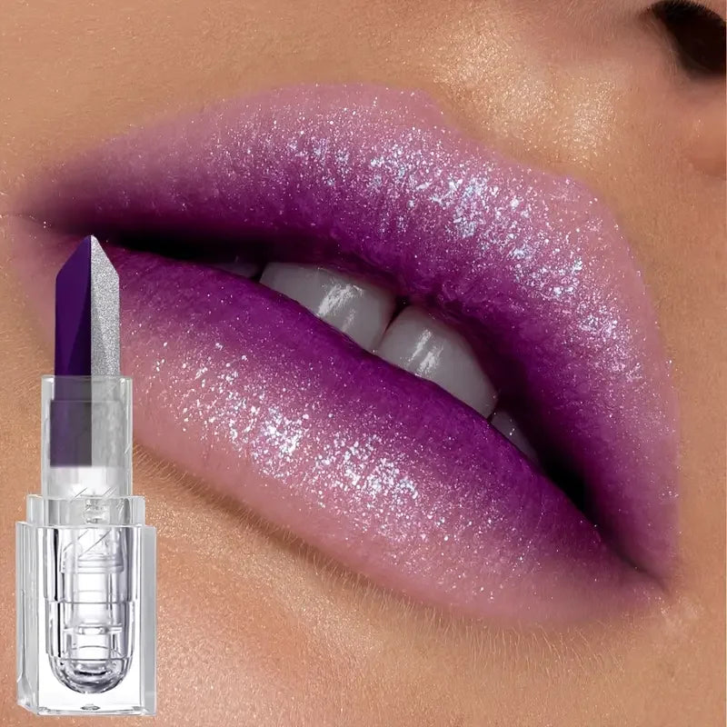 Soft Matte Two-Tone 2-in-1 Lipstick Long-Lasting Glitter and Matte Lipstick Lip Gloss is Not Easy to Fade.Perfect Romantic Lip G Quake FG-M