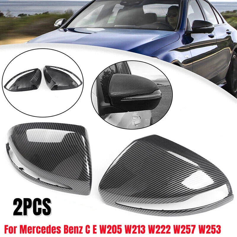 For Mercedes-Benz E GLC S C Class W205 W213 X253 W222 W238 LHD Replacement Car Rearview Side Mirror Cover Wing Cap Exterior Trim Quake