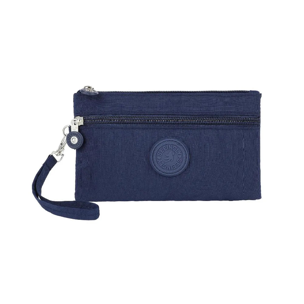 New Waterproof Women Wallet Wear-resistant Durable Coin Purse Portable Nylon Zipper Clutch Ladies Quake Dark Blue