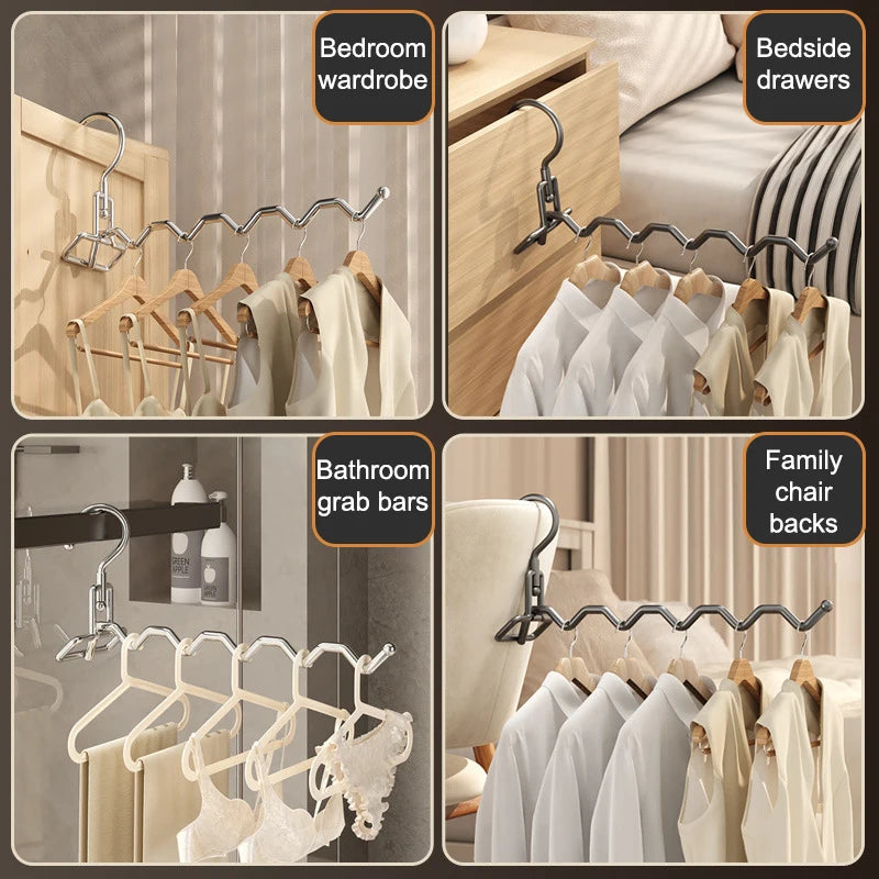 1Pcs Portable Clothes Drying Rack Foldable Clothes Hanger Travel Hotel Wardrobe Drawer Door Mounted Punch-free Cloth Drying Rack Quake