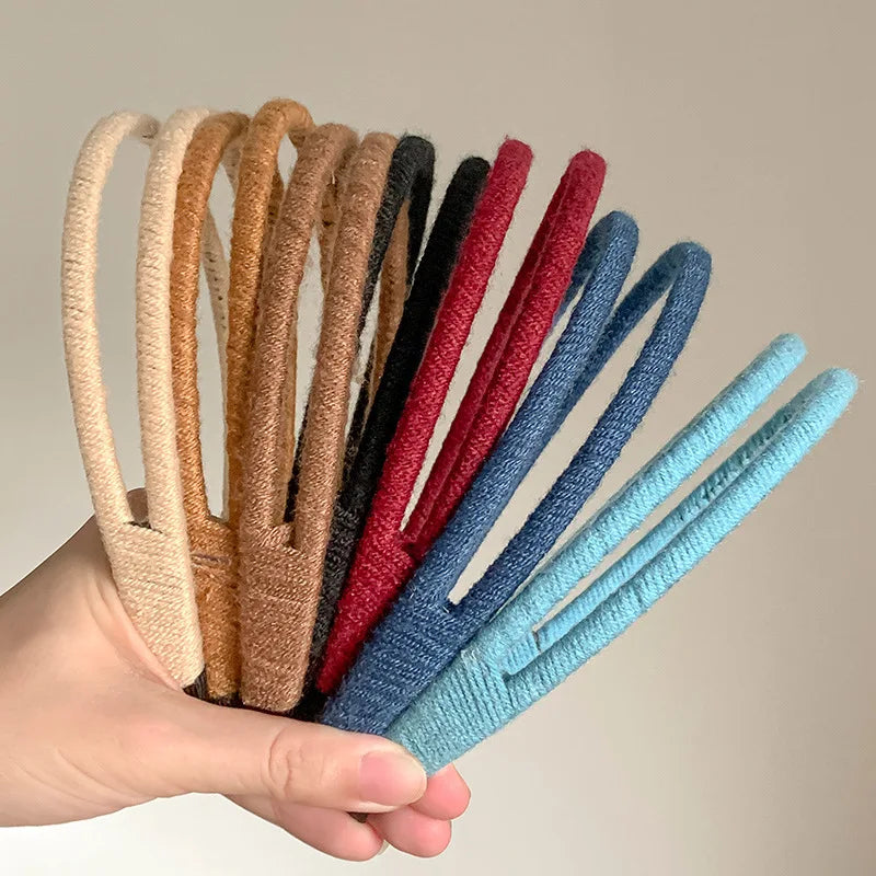 Solid Color Double-layer Yarn Headband for Women Fashion Versatile Headband Makeup Pressed Hair Headband Hair Hoop Styling Tools Quake