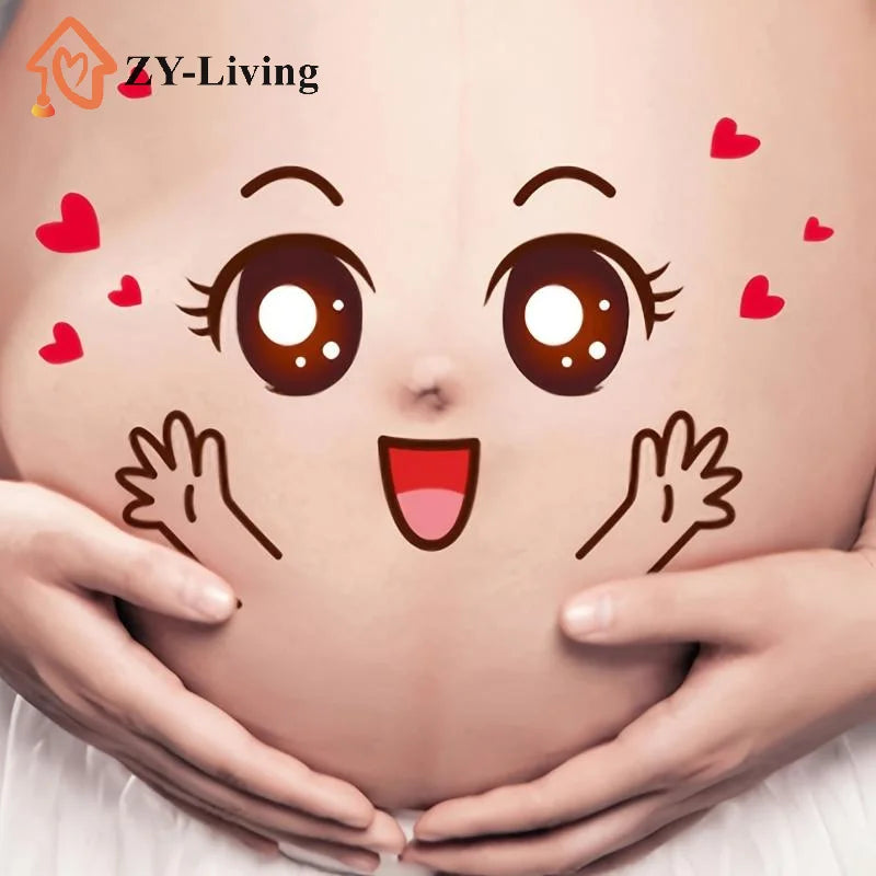 9Pcs Pregnancy Belly Stickers Photographs Props Funny Facial Expressions Decals Memorable Keepsakes Mum Maternity Accessories Quake