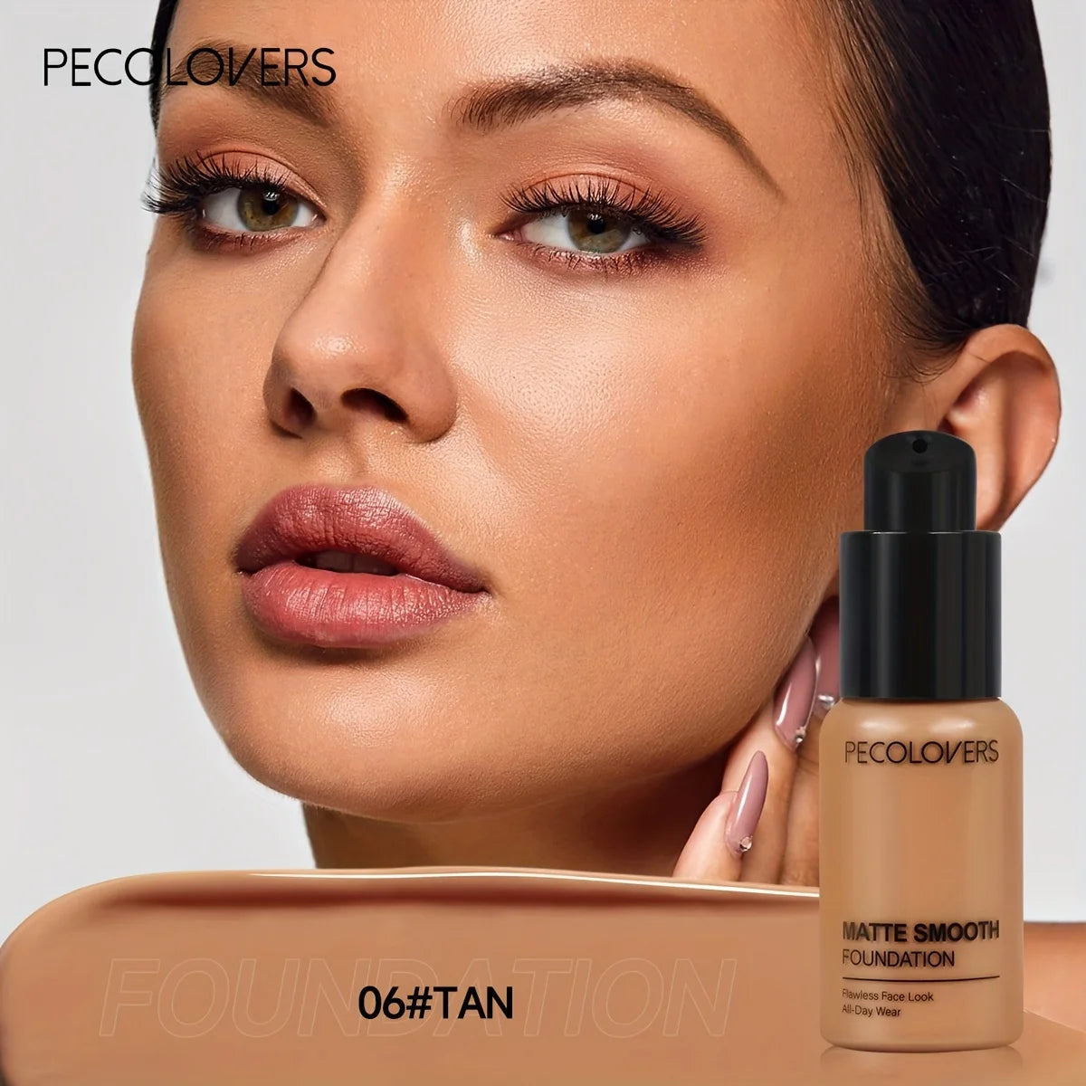 PECOLOVERS Matte Finish Liquid Foundation - Oil-Control, Waterproof, Full Coverage Concealer for All Skin Tones Quake 06