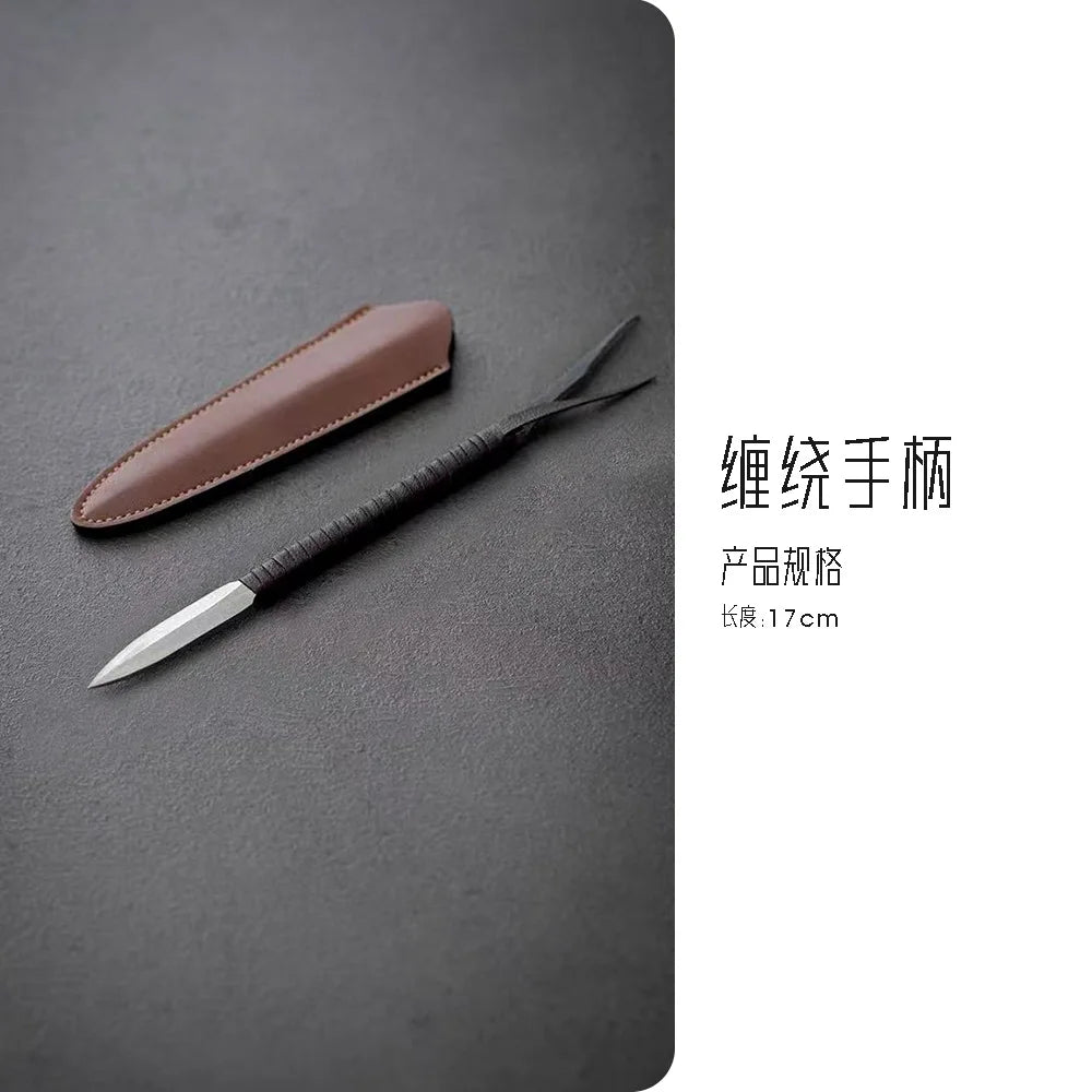 Yishi Tea Talk Chinese Pu'er Tea Knife Retro Diamond Tea Needle Split Tea Brick Tea Pry Tea Cone Tool Tea Ceremony Accessories Quake B