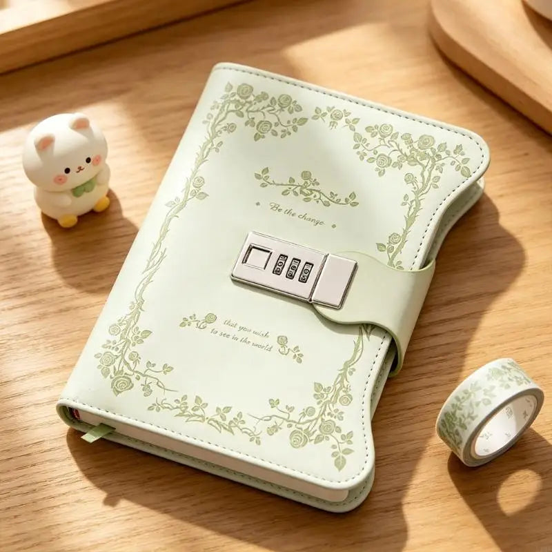 Retro PU Leather Diary with Combination Lock 360 Pages Travel Journal Hardcover Notebook For Daily Writing Note Taking K1KF Quake
