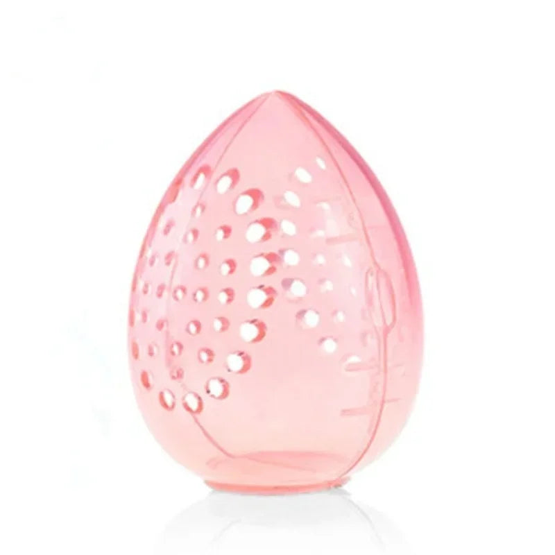 Makeup Blender Holder Stand Drying Box Empty Makeup Sponge Storage Box Plastic Egg Shaped Cosmetic Puff Organizer Rack Portable Quake Pink