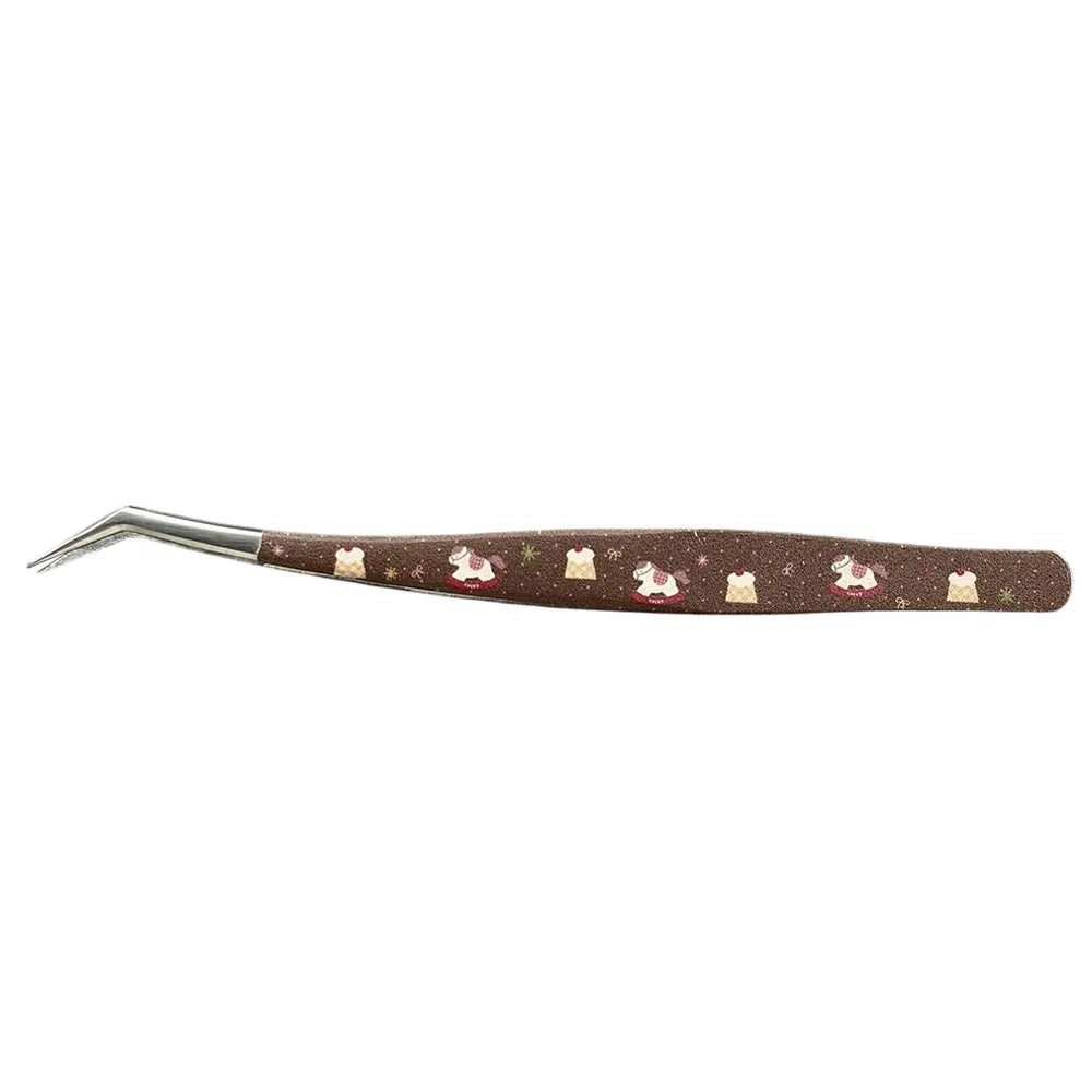 Stainless Steel Curved Stickers Tweezers High Precision Anti-static Lashes Extension Tweezer Cartoon Bean Tweezers Quake Style 1