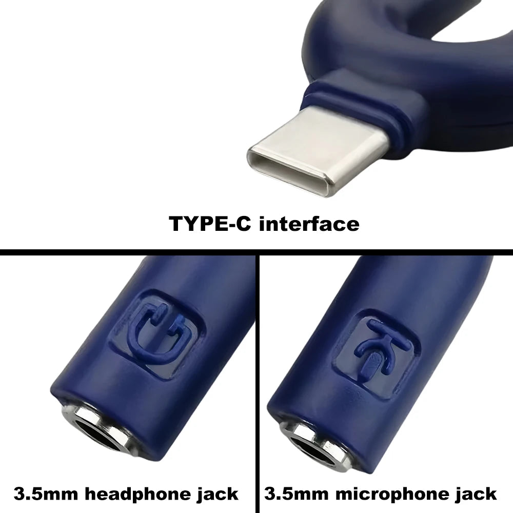 Type-c Headphone Mic Splitter Adapter U-shaped Type-c 1 To 2 Audio Splitter Adapter for Mobile Phone,Computer,Laptop,Speaker Quake