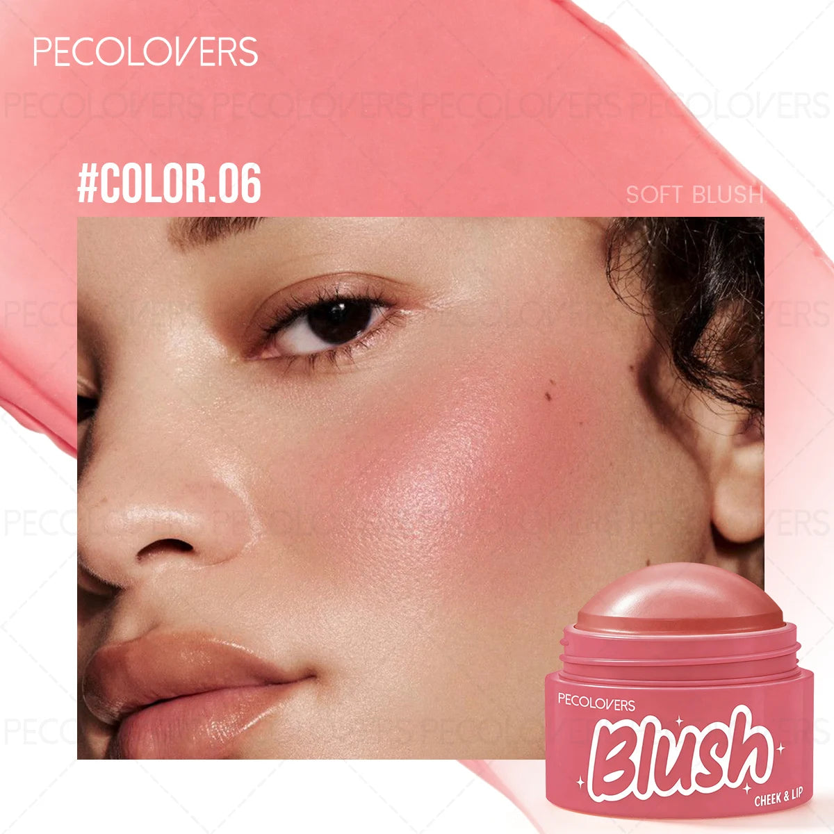 1PC Round Jar of Clear Powder Blusher, Brighten The Face, Waterproof and Durable, Multi Color Powder Blusher Choice Quake 06