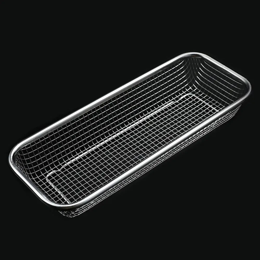 New Stainless Steel Washing basket Sink Strainer Colander Square Storage Baskets Handles Kitchen Supplies Net Baskets Quake 31x12.5cm-Type 1