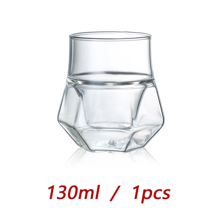 YWDL Double-layer Glass Cup Transparent Espresso Coffee Cup Anti-scalding Milk Brandy Wine Teacup Cup Glass Mug Drinkware Quake 130ml 1pcs 120-335ml