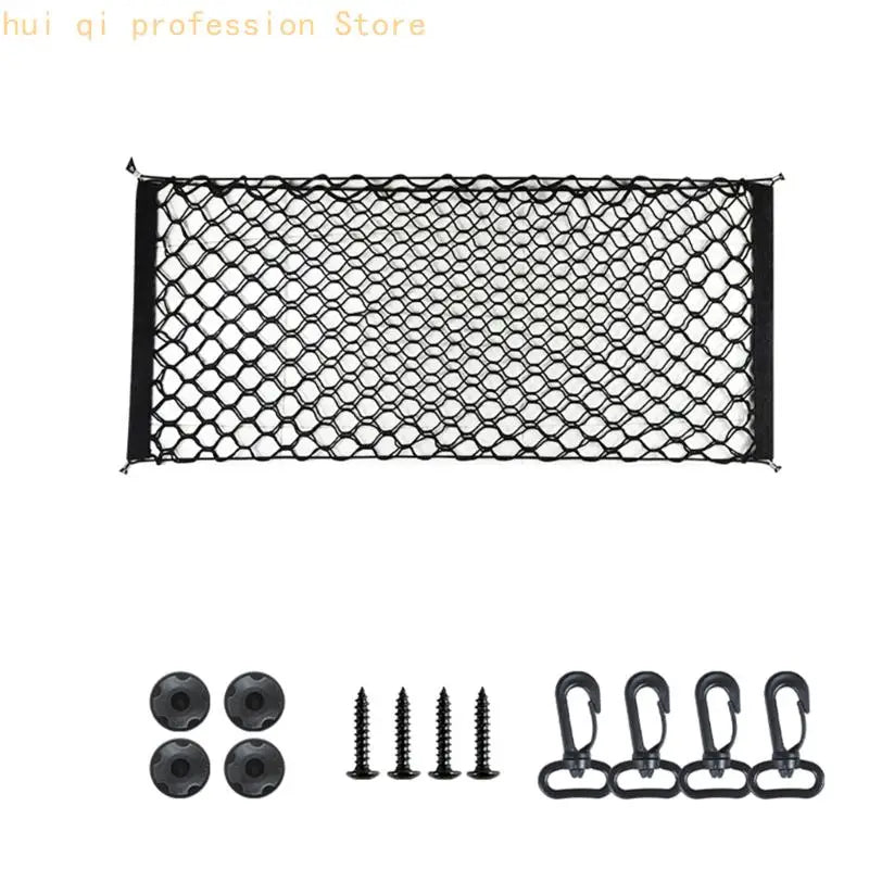 Trunk Cargo Net Fixed Mount Trunk Storage with Stretch Mesh Pocket for Drivers H8WE Quake 90x40cm CN