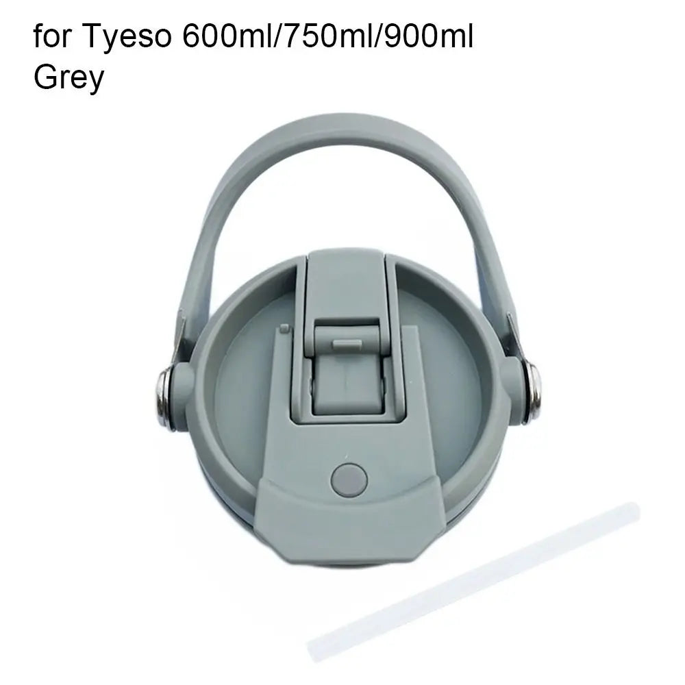 PVC Bottle Cover Splash Spill Proof 600/750/900/1050/1200ml Sealing Lids With Straw Universal for Tyeso 600/750/900/1050/1200ml Quake grey-600 750 900ml