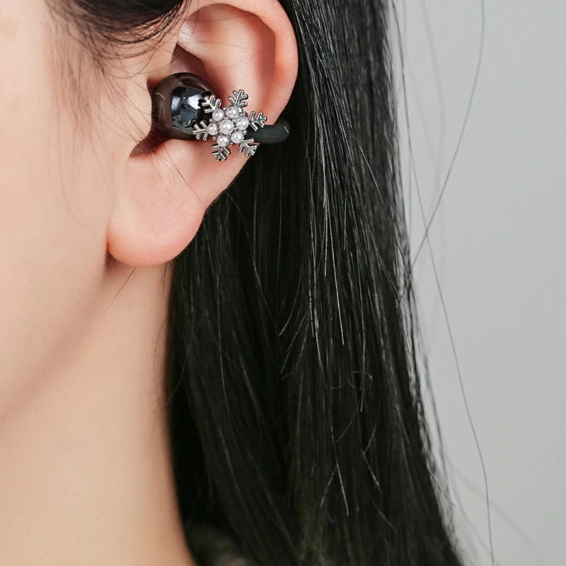 Snowflake Clip-On Charm for Freeclip 1/2 Earbud, Decorative Ear Clip for Daily Commute and Outings 2Pieces K1KF Quake