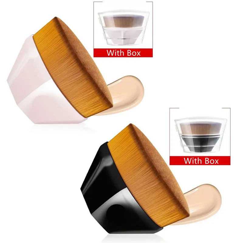 1/2pcs New Magic Makeup Brush Beauty Powder Face Blush Brushes Portable Professional Foundation Brush Large Cosmetics Soft Base Quake pink-black box