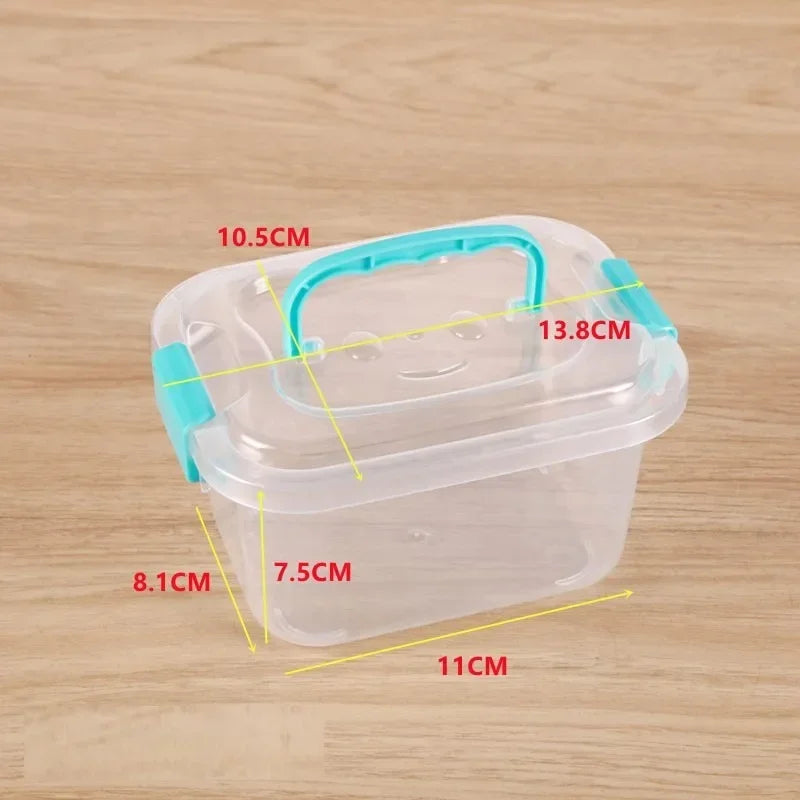 Small Plastic Storage Box with Lid Portable Transparent Blue Box Kids Toys Student Stationery Container Cosmetics Sorting Box Quake