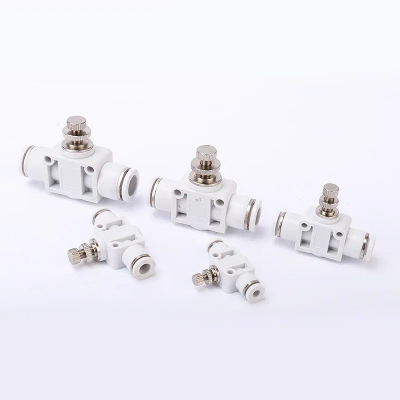 3pc Air Flow Speed Control Valve Tube Water Hose Pneumatic Push In Fittings Throttle Valve SA 4-12mm Quake