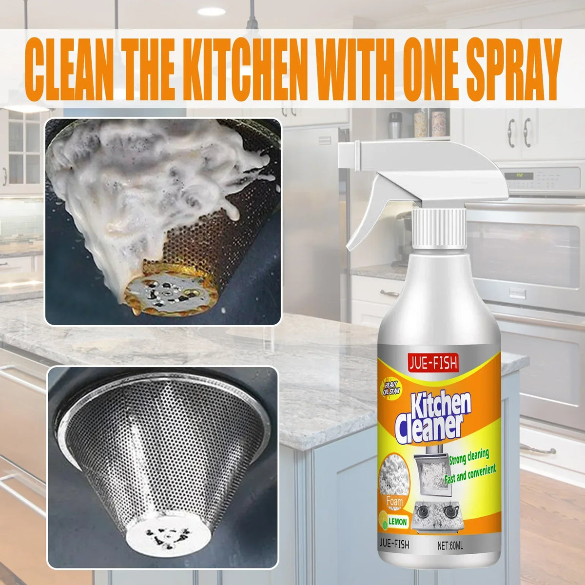 Kitchen Grease Foam Cleaner Powerful Heavy Oil Stain Remover Grills Ovens Grease Cleaner Household Dirt Cleaning Bubble Spray Quake