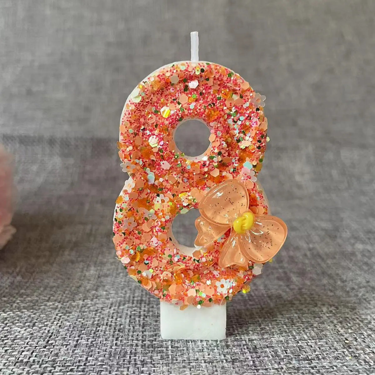 Birthday Candle Bow Orange Creative Ceremony Surprise Digital Decoration Candle Flower Style Quake I