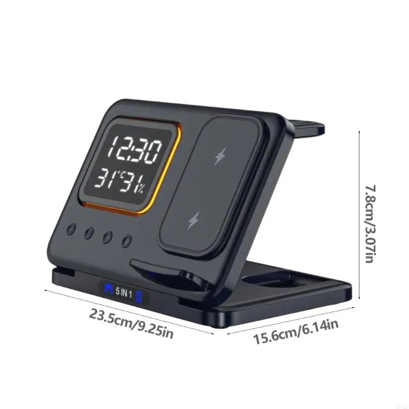 5 In 1 Wireless Charging Station With LED Clock And Night Light Suitable For Bedside Office Desk Convenient Phone Stand K1KF Quake