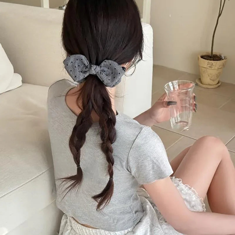 Fashion Polka Dot Bow Banana Clip Korean Women Back Head Ponytail Hair Clip Elegant Temperament Twist Clip Half Tied Hairpin New Quake