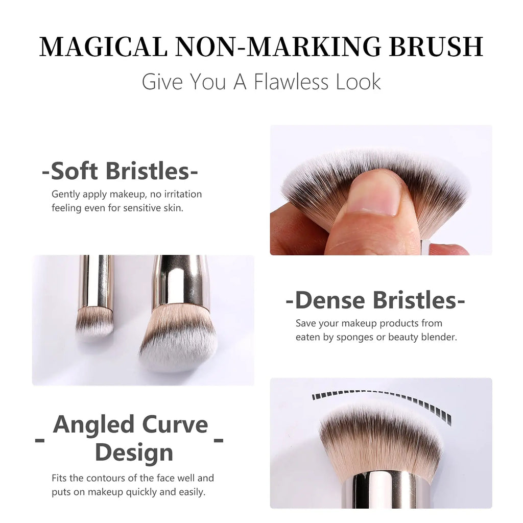 Makeup Brush Set, Professional Foundation Brush And Concealer Brushes, Dense Bristles, 100% Vegan Quake