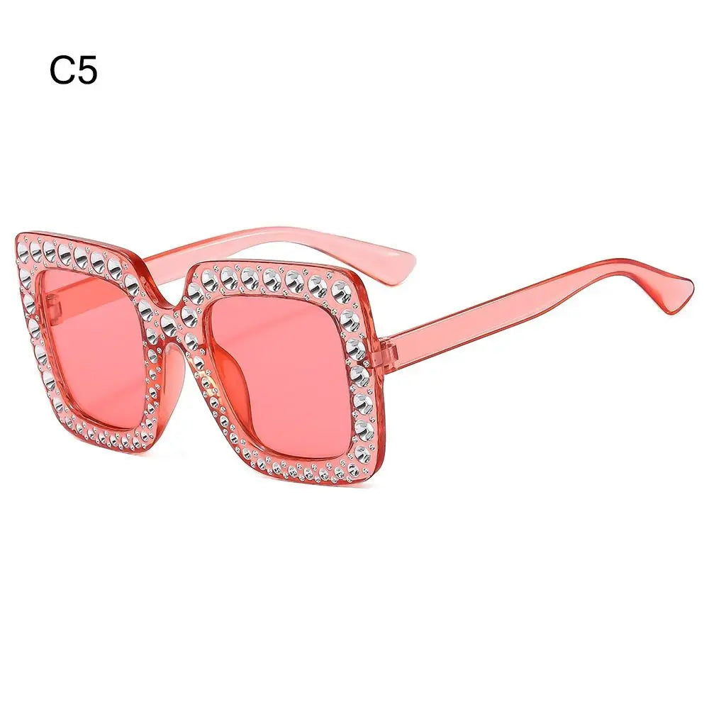 Bling Crystal Sunglasses for Kids Fashion Rhinestone Square Sun Glasses Children Trendy Retro Sparkling Shades UV400 Eyewear Quake C5