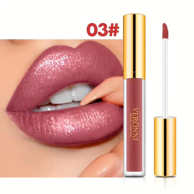 10 Color Glitter Liquid Lipsticks Shimmer Shiny Lipgloss Pearlescent Lip Tint Waterproof Long Lasting Matte Diamond Lips Glaze Quake D03