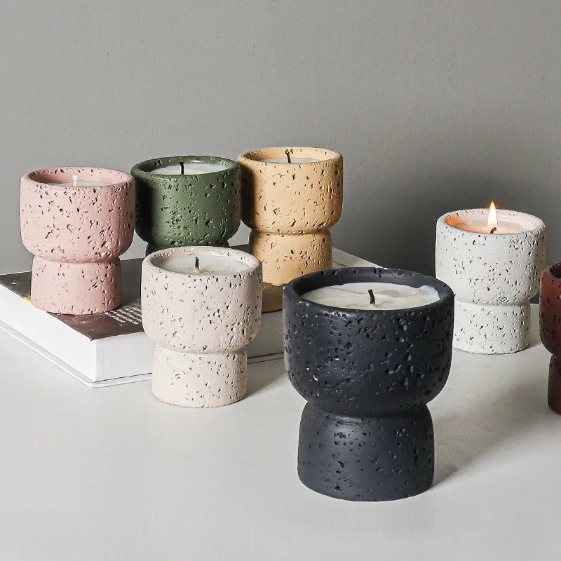 Simple Cement Household Aromatherapy Candles Empty Cups DIY High-value Handicrafts Indoor Candle Holders Decorative Ornaments Quake