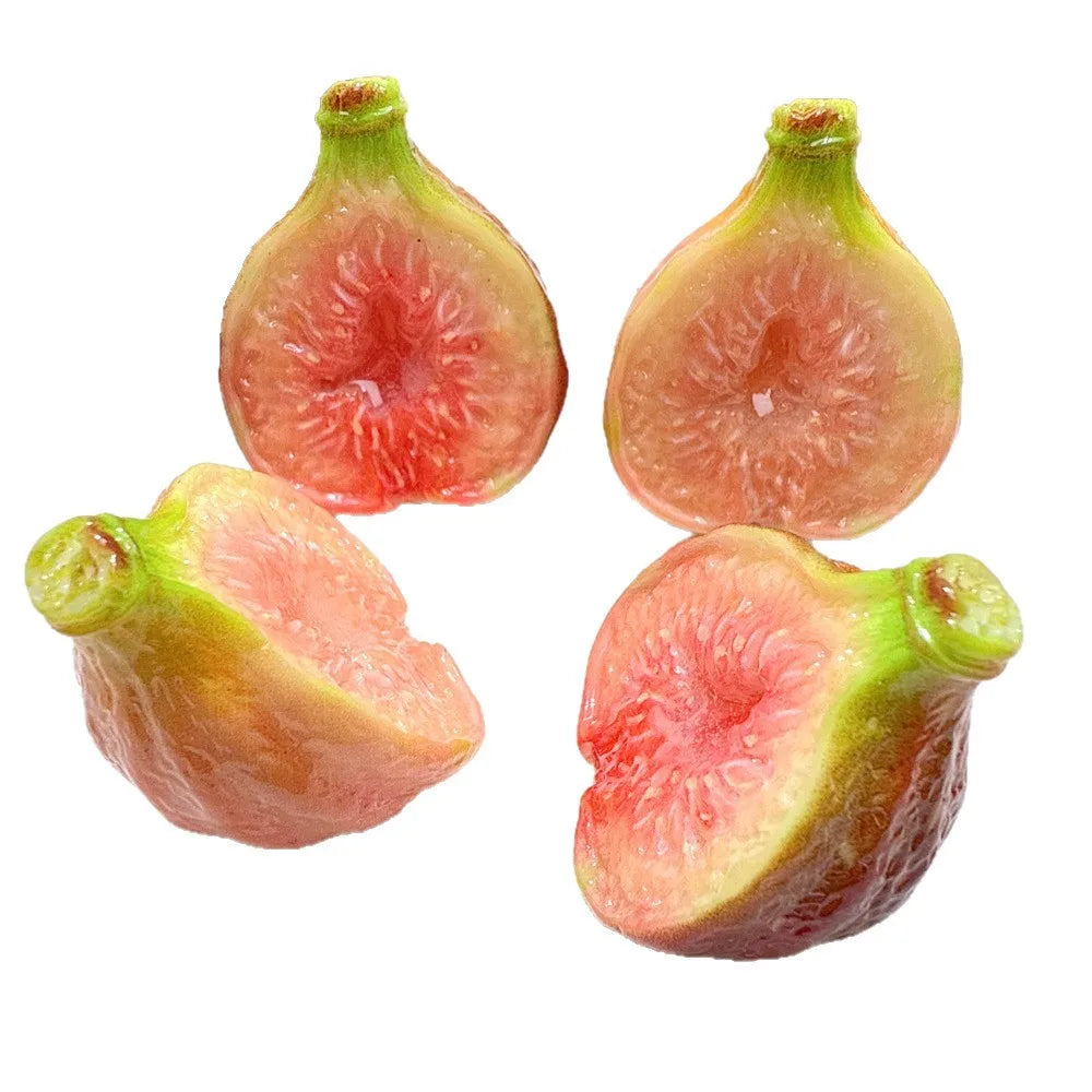 5Pcs 1/12 Dollhouse Miniature Food Play Resin 3D Colorful Ficus Carica Half Cut Sweet Fruit Doll Accessories Fake Food Toys Quake