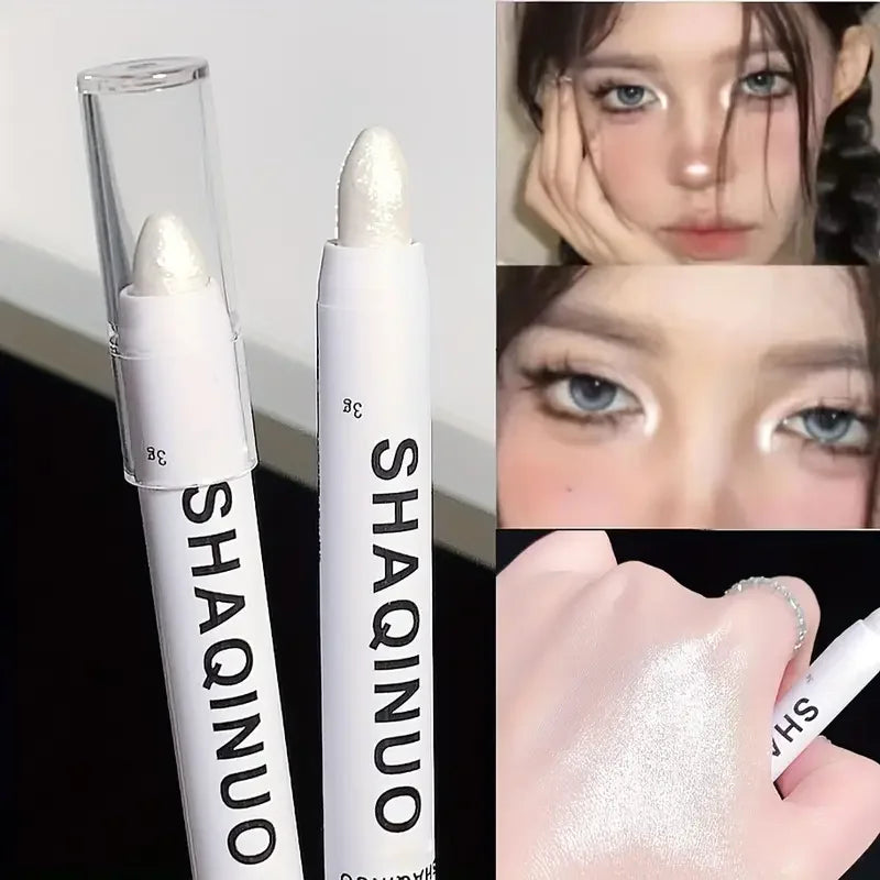 Highlighter Gloss Eyeshadow Pencil Double End Beads Bright Flash Eyeshadow Stick Anti Sweat Long High Color Eyeshadow Makeup Quake 01
