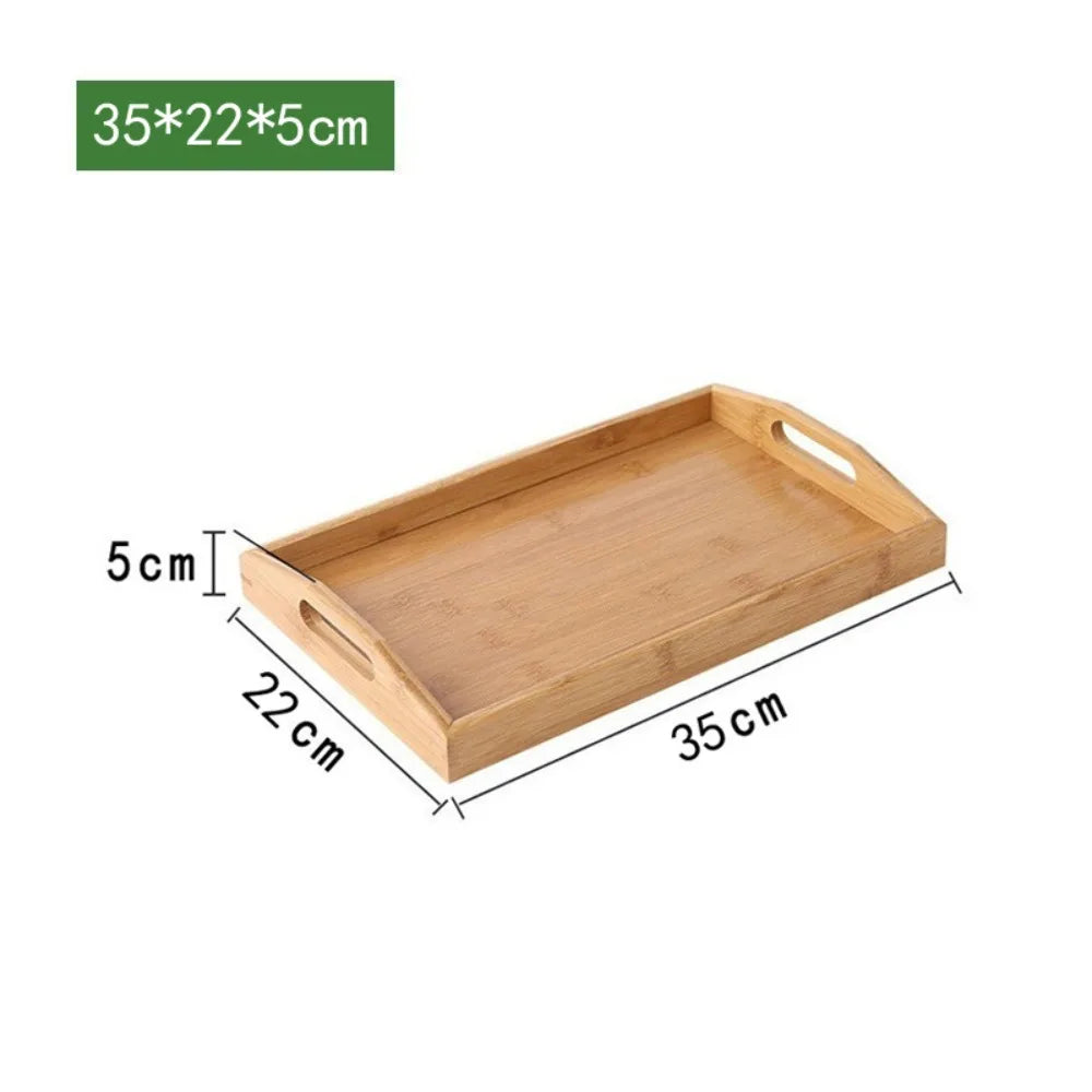 New Rectangular Storage Tray household Solid Wood Tea Tray Bamboo Water Cup Plate Home Living Room Quake 35-22-5cm