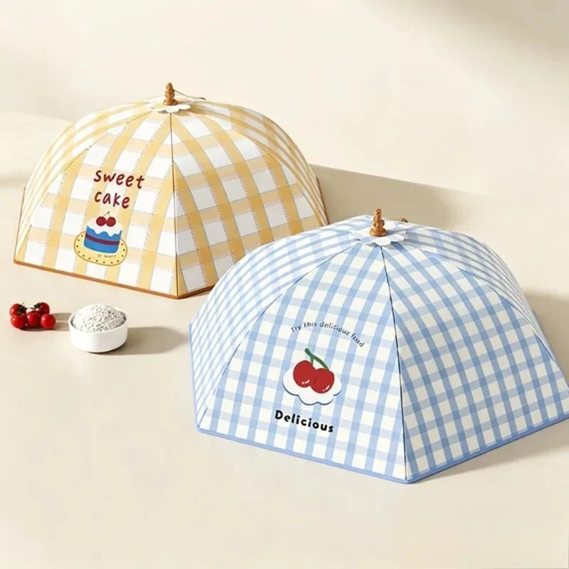 Foldable Thick Thermal Food Cover Dust Fly Proof Table Food Tent Leftover Meal Protector Household Dining Table Gadget Quake Round cherry
