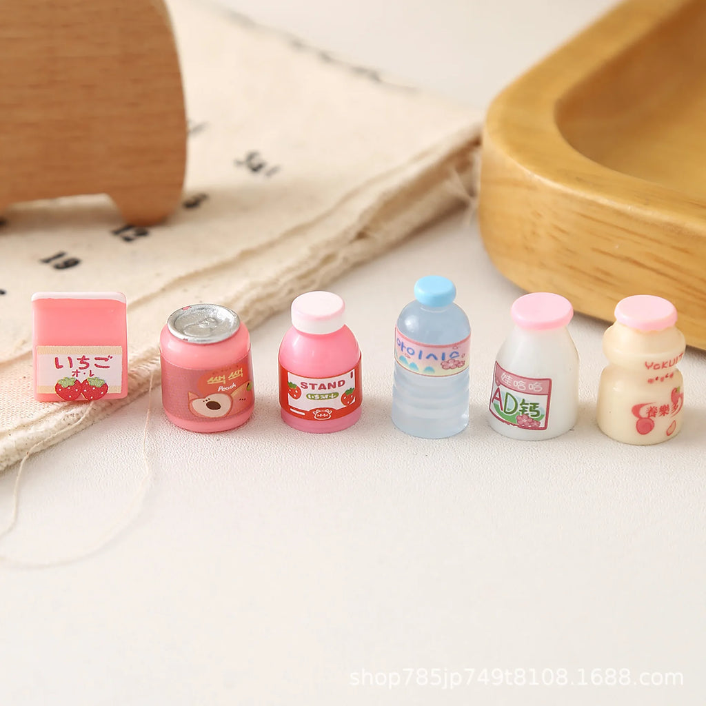 20pcs Simulation Food Play Miniature Flatback Resin Cabochon Strawberry Milk Boxed Fruit Milk Drinks For Dollhouse Kitchen Toys Quake