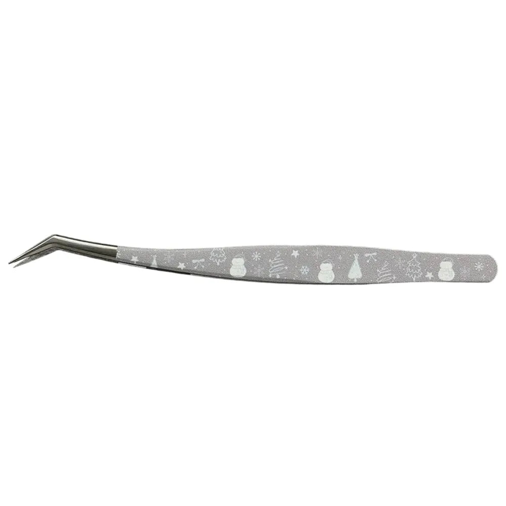 Stainless Steel Curved Stickers Tweezers High Precision Anti-static Lashes Extension Tweezer Cartoon Bean Tweezers Quake Style 2