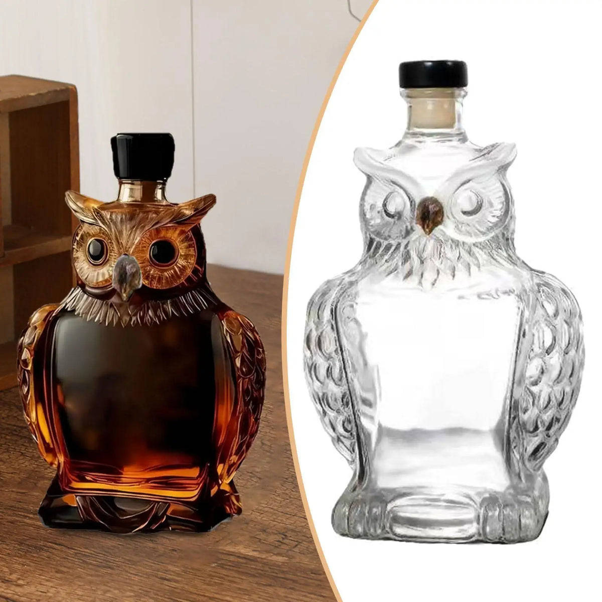 Clear Glass Owl Whisky Decanter Unique Liquor Dispenser Bar Accessories for All Occasions Home Club Quake