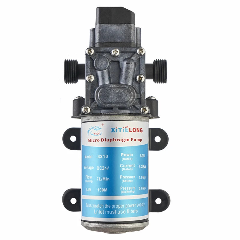 24V 80W Small Electric Spray Pump Automatic Pressure Control Car Wash Diaphragm Pump, Used for Water Pressure Boosting Quake