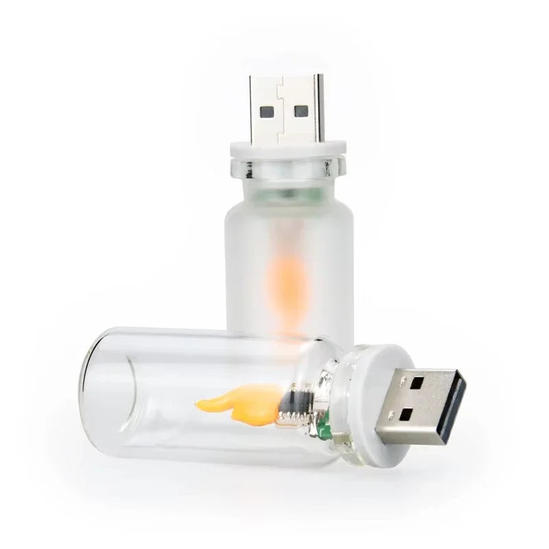 1pc Retro Night Light LED Frosted Clear Glass Candle Light USB Simulated Flame Warm Bulb Lighting for Room Festival Decoration Quake