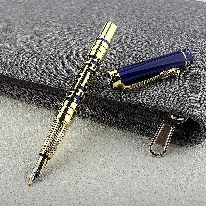 Luxury Hollow Out Metal Fountain Pen Iridium EF/F/M/ Nibs Business Writing Gift Pens School Office Supplies Stationary Quake