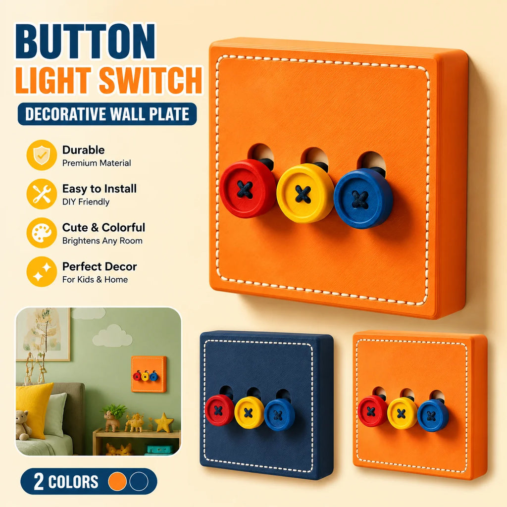 Cute Button Decorative Switch Cover Sticker, Single/Double/Triple Gang Wall Switch Protector, DIY Bedroom Living Room Decor Quake