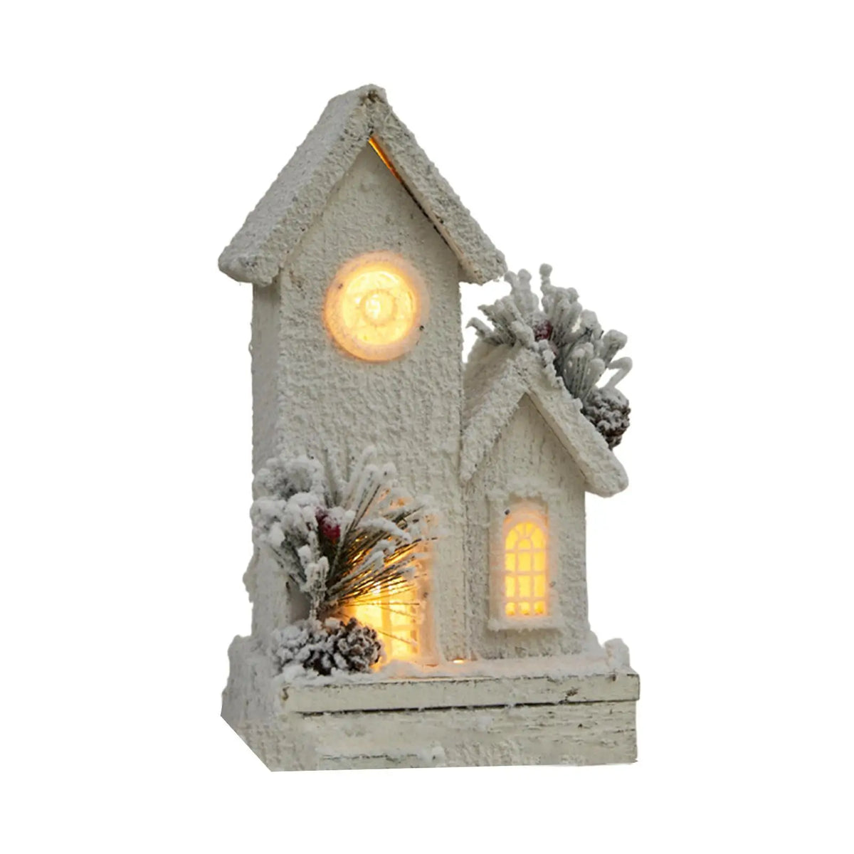 Wooden Christmas Village House Model with Light Xmas Displays Decorative 5.5x4x10.2inch for Living Room Lightweight Versatile Quake